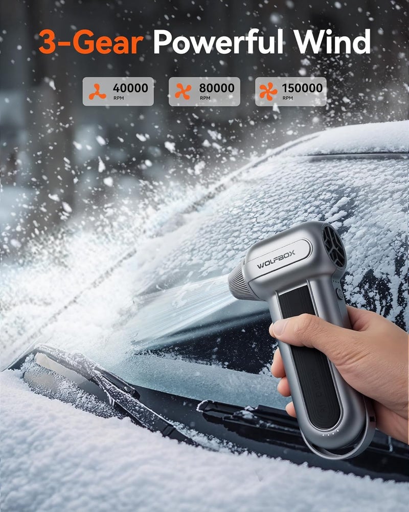 WOLFBOX MF100 Electric Air Duster-150000RPM Super Power Cordless Air Duster, Rechargeable Brushless Motor Durable Blower, 3-Gear Adjustable Dust Blower for Computer, Keyboard, Outdoor, House and Car - Image 4